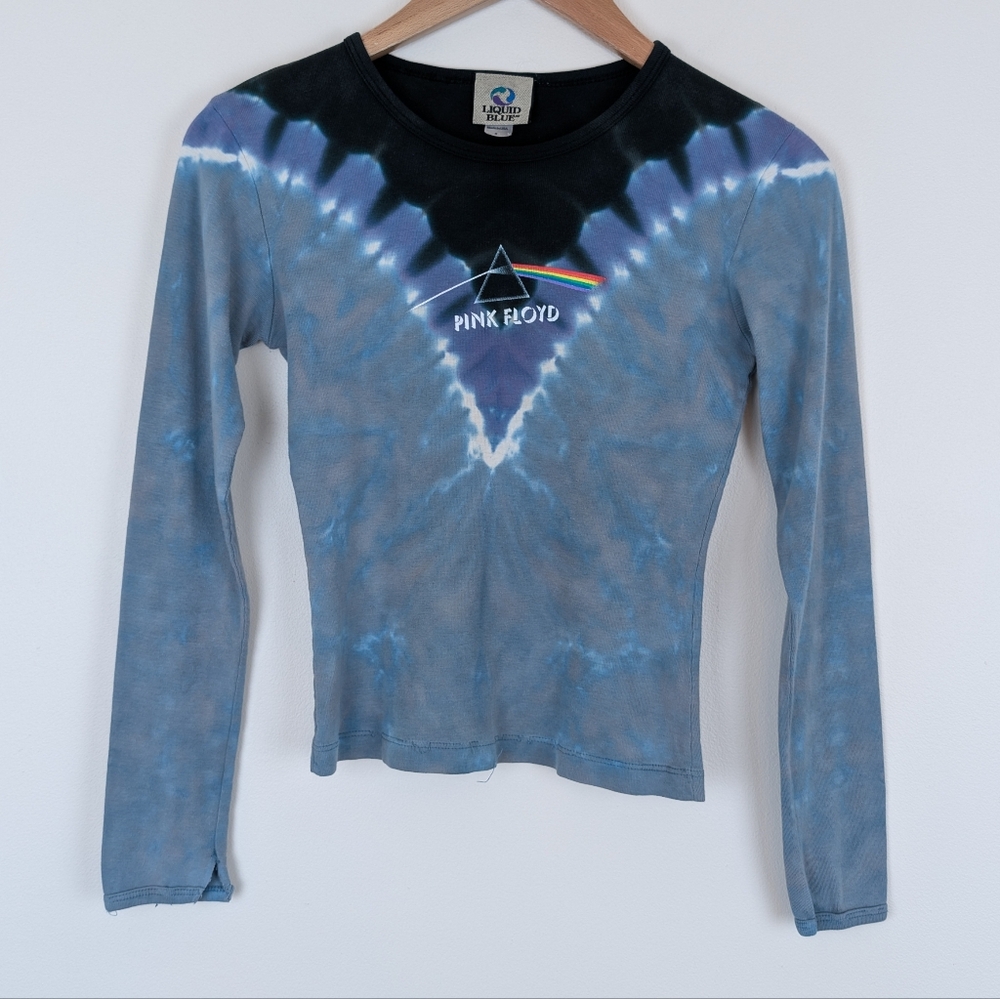 Liquid Blue Y2K Pink Floyd Dark Side Of The Moon Long Sleeve Tie-dye Tee